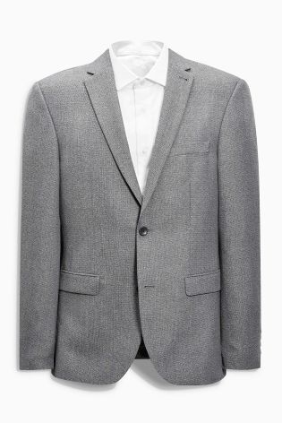 Light Grey Textured Slim Fit Suit: Jacket